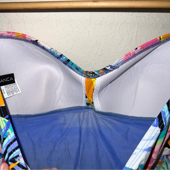 LA BLANCA Tropicali Convertible Pink Floral Print Swim Bandini Top Size 12. - Picture 8 of 8